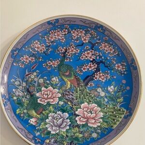 Vintage Japanese porcelain peacock plate